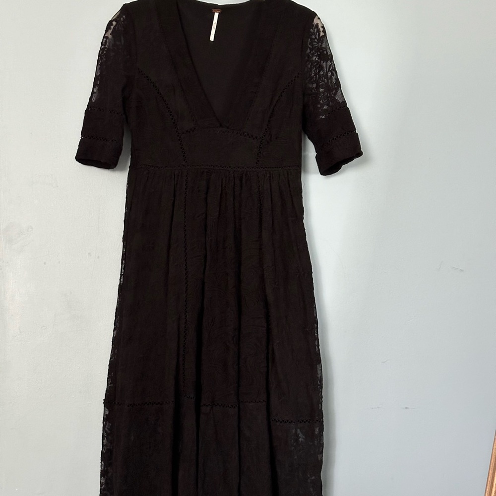 Free People Black Laurel Lace Dress Size 0 LIKE NEW